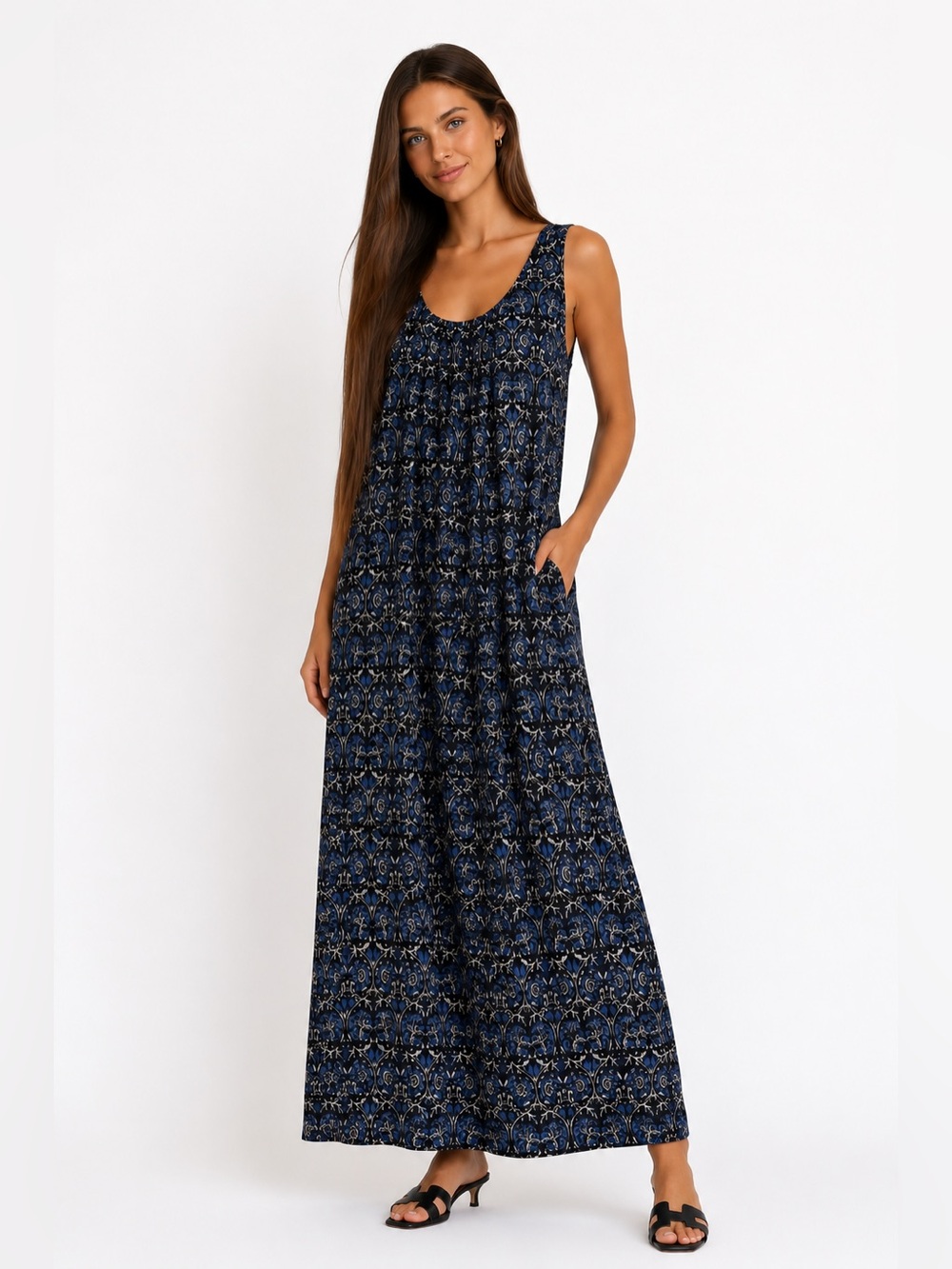 JOIE Women’s Scrunch Scoop Neck Boho Maxi Dress Size Small NWT Caviar